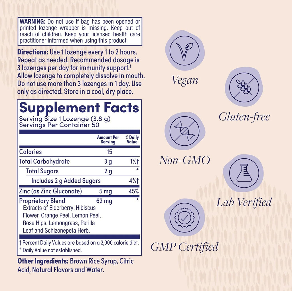 ZAND Immunity Elderberry Zinc Throat Lozenges 2-Pack - Good-for-You Dry Mouth Lozenges, Immune Support Supplement with Elderberry, Zinc 5mg - Soothe a Dry Throat, Natural Flavor, Gluten Free, 50ct ea