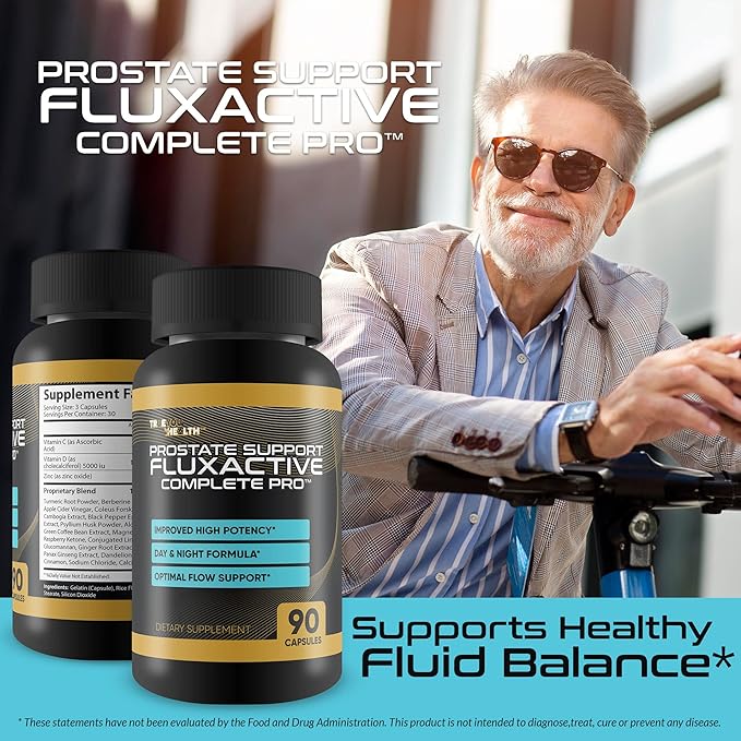 Prostate Support Fluxactive Complete Pro - Premium Prostate Formula with Panax Ginseng – Promote T Prostate Health for Men’s Health & Wellness - Aid Blood Flow & Stamina - Prostate Supplements for Men