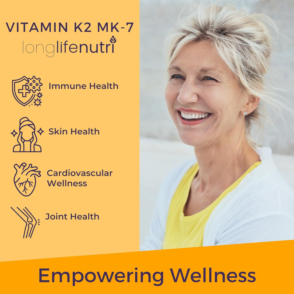 Vitamin K2 MK-7 100mcg – Nutrient Support for Bones and Circulation, 120 Vegetarian Capsules, 4-Month Supply, Lab Tested, Made in The USA, Non-GMO