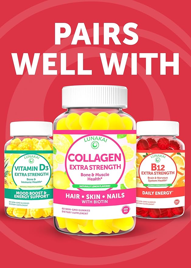 Lunakai USA Made Biotin Gummies 5000mcg with Vitamin C & E - Delicious Hair Skin Nails Vitamins for Women, Non-GMO, Hair Growth Supplement, 60 Ct