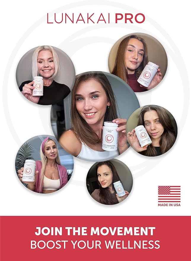 Lunakai PRO USA Manufactured GLP-1 Supplement - Natural GLP 1 Booster with Probiotics & Resveratrol – Supports Weight Management, Cravings & Metabolism, 60ct