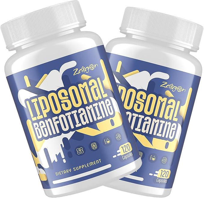 Zaigon Benfotiamine Thiamine Vitamin B1 Supplement, 600mg Liposomal Fat Soluble VIT B1 with Alpha-Lipoic Acid for Men & Women, Energy Boost, Glucose Metabolism & Nerve Support (240 Vegan Capsules)