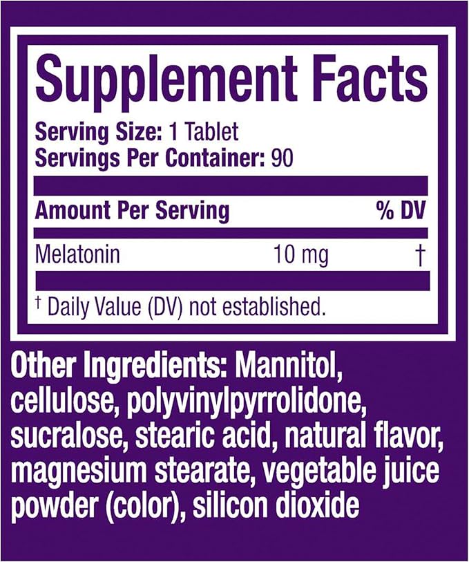 ZzzQuil Pure Zzzs Fast Dissolve Melatonin, Melatonin 10mg, Sleep Aid Supplement, Sleep Aids for Adults, Strawberry Flavored, 90 Fast Dissolve Melatonin Tablets