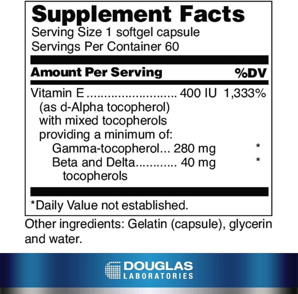 Douglas Laboratories Nutri E-400 Forte | Vitamin E Antioxidant Support for Oxygenation, Liver, and Immune Function | 60 Capsules