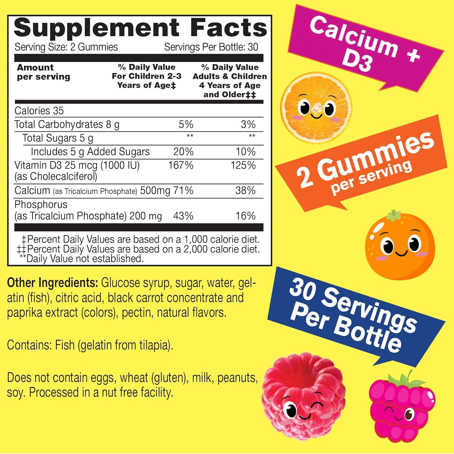 WellYeah Calcium 500mg + Vitamin D3 1000 IU (25 mcg) Gummies for Kids - Bone Health and Muscle Supprt, Immune Support Gummy, Non GMO, Gluten Free, Mix Fruit Flavors - 60 Gummies (Pack of 2)