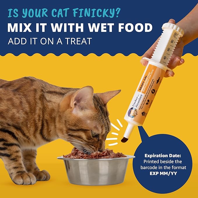 Under The Weather Pet | Ready Cal for Cats 100cc | High Calorie Supplement | Cat Weight Gainer and High Calorie Booster | 10 Vitamins, 7 Minerals & Omega Fatty Acids (for Cats 100cc)