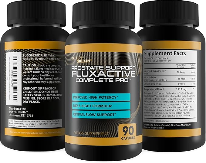 Prostate Support Fluxactive Complete Pro - Premium Prostate Formula with Panax Ginseng – Promote T Prostate Health for Men’s Health & Wellness - Aid Blood Flow & Stamina - Prostate Supplements for Men