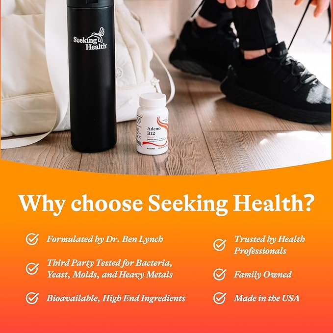 Seeking Health Adeno B12 - Vitamin B Supplement to Support Energy and Brain Health - Adenosylcobalamin Energy Supplement - 3000 mcg, 60 Lozenges