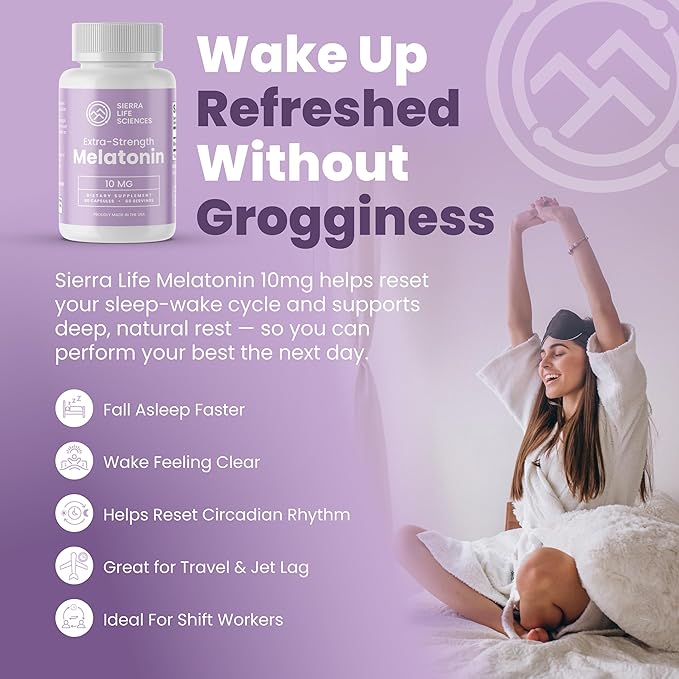 10 mg High Dosage Melatonin in Easy-to-Swallow Capsules - 60 Servings