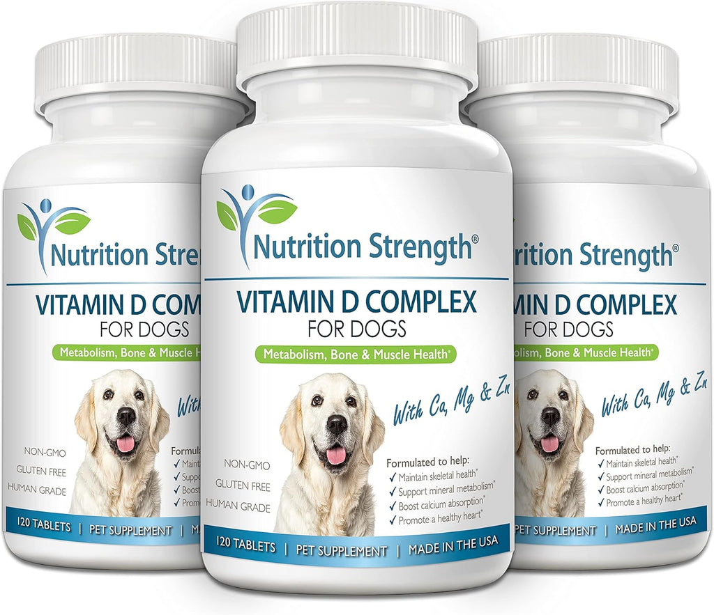 Vitamin D for Dogs with Calcium, Magnesium and Zinc to Support Strong Teeth, Bones and Muscles, Promote Mineral Metabolism and a Healthy Immune Function, 120 Chewable Tablets