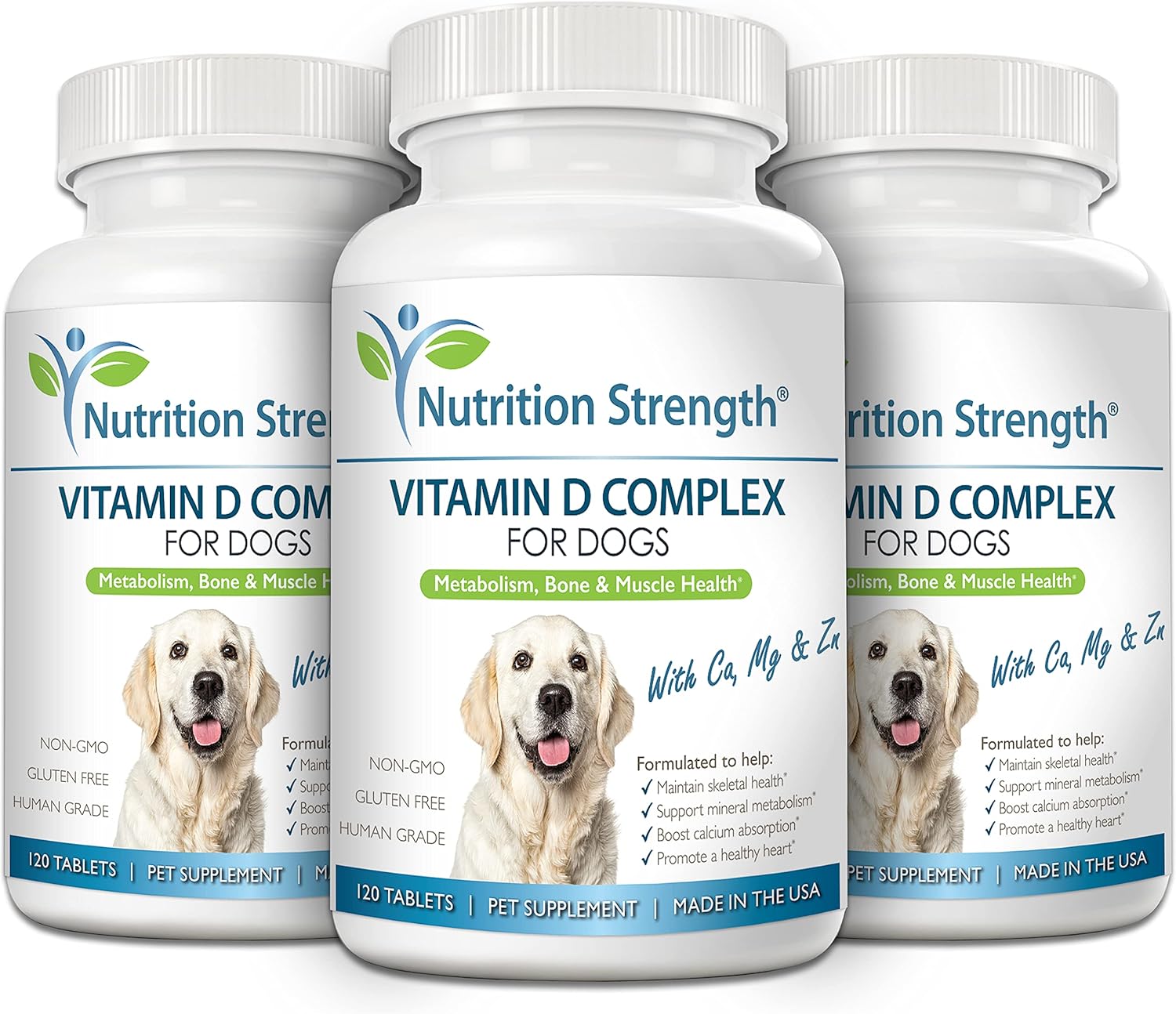 Vitamin D for Dogs with Calcium, Magnesium and Zinc to Support Strong Teeth, Bones and Muscles, Promote Mineral Metabolism and a Healthy Immune Function, 120 Chewable Tablets