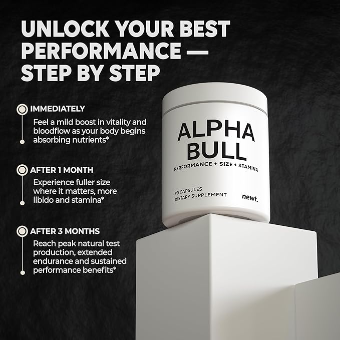 ALPHA BULL – Male Performance Supplement for Men – Performance, Size & Stamina Support – Tongkat Ali, Maca, Horny Goat Weed & Ginseng – 90 Capsules (30-Day Supply)