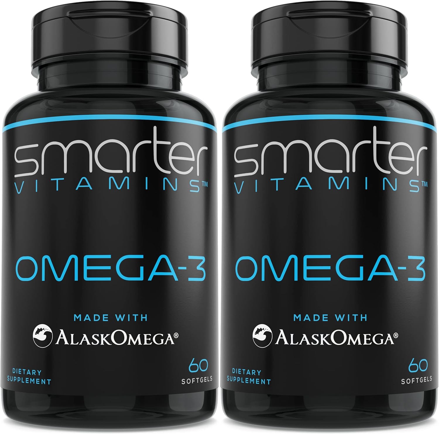 (2 Pack) Smarter Omega 3 Fish Oil, Berry Flavor, Burpless, Tasteless, 2000mg, Potent Triple Strength DHA EPA Brain OMEGA3, Made with AlaskOmega®