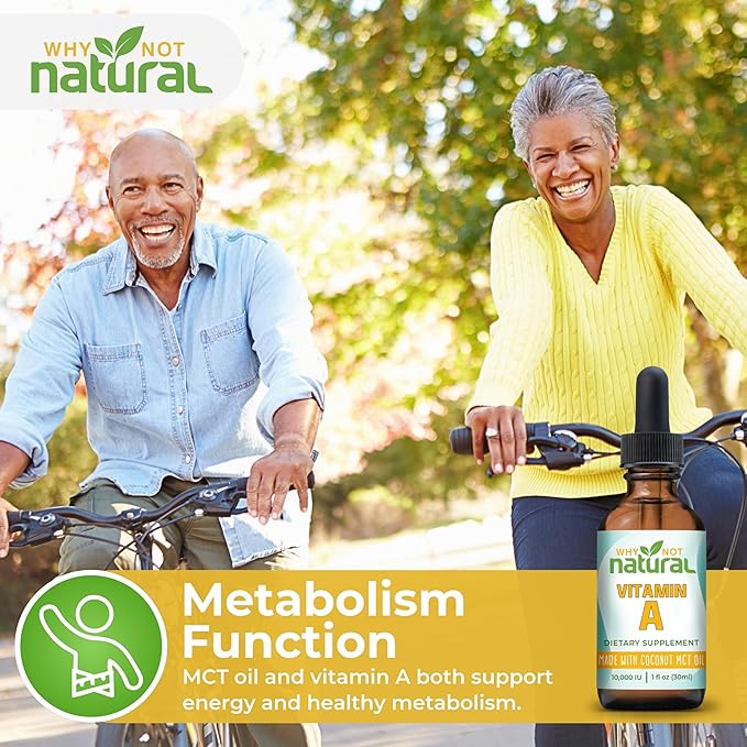 Why Not Natural Vitamin A Drops 10000 IU - Liquid retinyl Palmitate with Coconut MCT Oil, Vegan VIT A Supplement for Skin - 1 oz sublingual Tincture