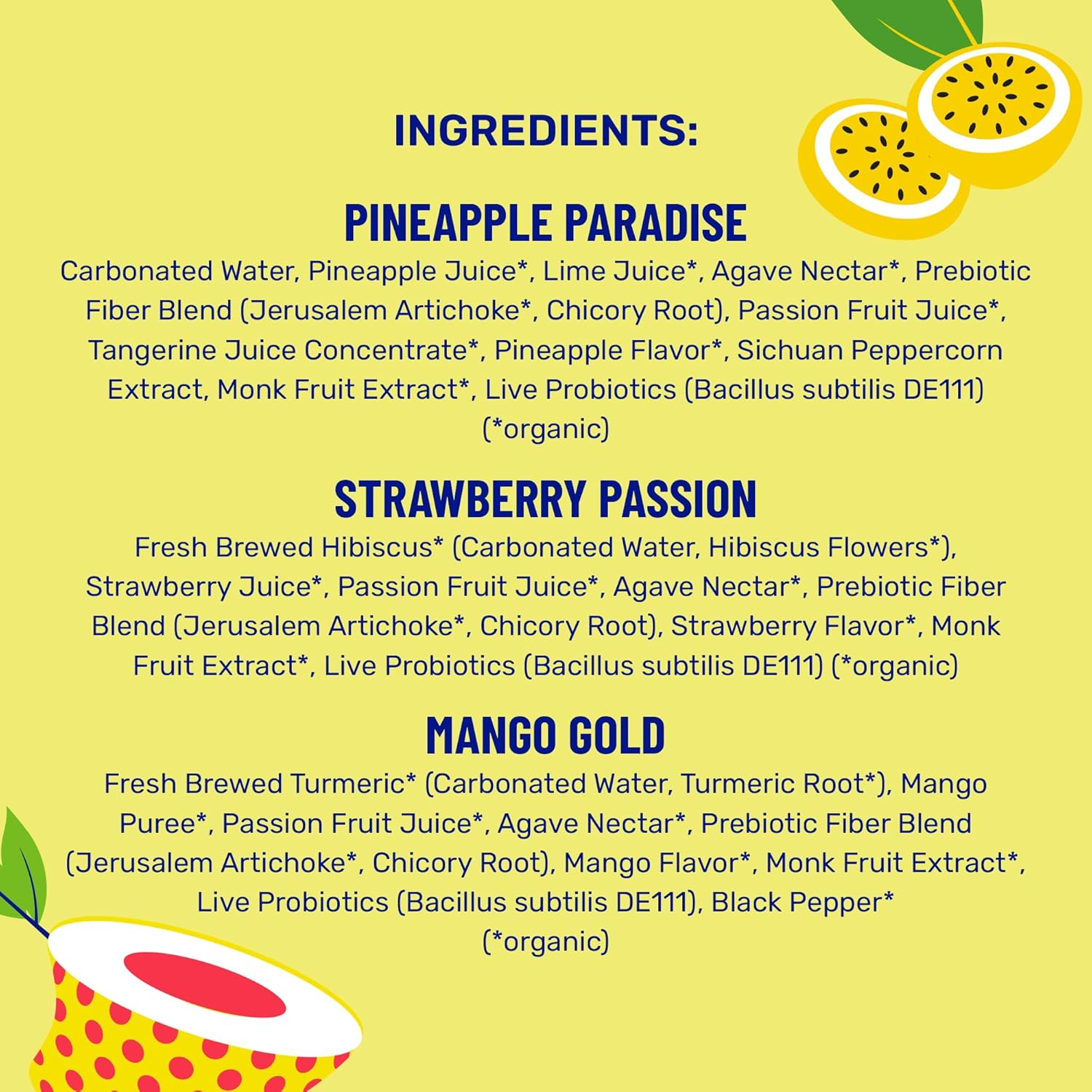 wildwonder Sparkling Probiotic Drink 12pk, For Gut Health & Immune Support, Tropical Vibes Variety, 5g Prebiotic Fiber, Live Probiotics, Organic, Vegan, Low Sugar, 12Pack, 12oz Can, Seen on Shark Tank