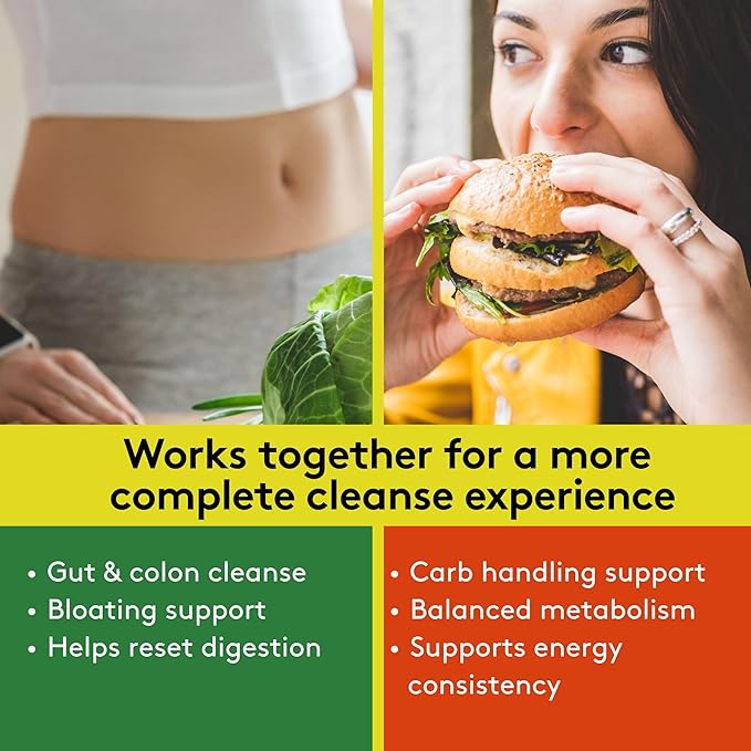 Youth & Tonic 15 Day Cleanse & Carb Matrix Support for Bloating & Metabolism, Intensive Herbal Colon Cleanser & Gut Detox for Digestive Reset with Senna, Glucomannan & Chromium, 60 Pills