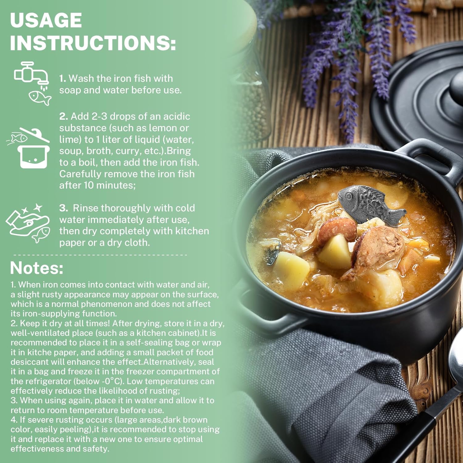 2 Pack Iron Fish, Natural Iron Supplement for Anemia & Vegans, Effective & Safe Cooking Tools Add to Food and Water, Reduces Risk of Iron Deficiency