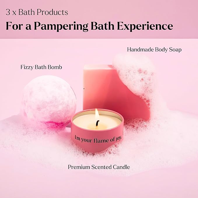 Spa Gifts for Women - Valentines Gift (Set of 8) - Premium Self Care Spa Kit- Bath, Skin Care Sets & Self Care Items - Pampering Valentine Gifts for Women, Spa Gift Basket, Galentines Day Gifts