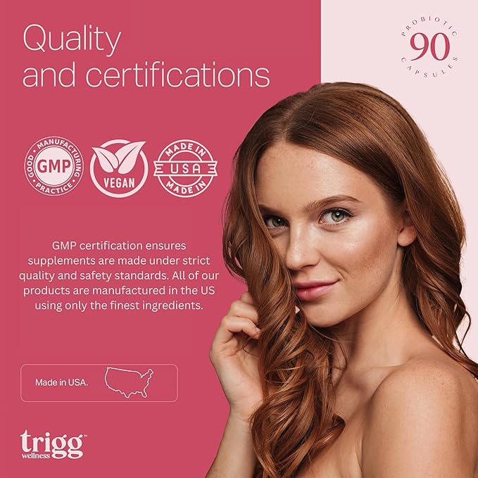 Trigg Vaginal Probiotics for Women- pH Balance, Digestion, UT- Female Health Supplement with Cranberry- Prebiotic Blend, Lactobacillus- Promote Healthy Vaginal Odor & Flora- Feminine Probiotic- 90 Ct
