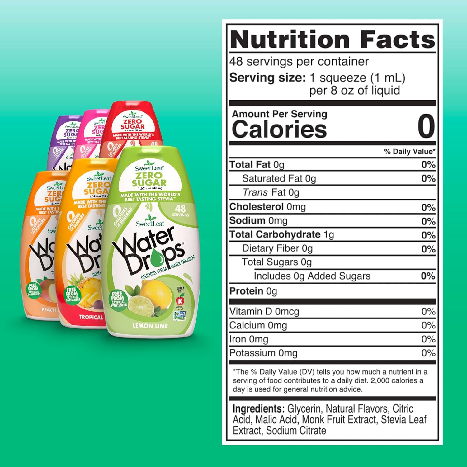 SweetLeaf Water Flavoring Drops - Stevia Water Enhancer, Sugar Free, Zero Calorie Water Additive for Flavor, Contains Monk Fruit Extract, Gluten Free, Keto Friendly - 1.62 Fl Oz (Variety Pack of 6)