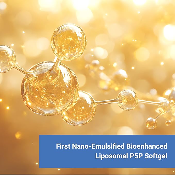 Naturalis Liposomal P-5-P 50mg Activated Vitamin B6 Nano-Emulsified in MCT Oil for Better Absorption | Non-GMO and Soy Free | Support Energy Metabolism and Neurological Function | 90 Softgels