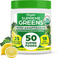 Orgain Supreme Greens Powder with 25 Organic Greens, 50 Superfoods, 1 Billion Probiotics, and Adaptogens, Vegan Greens for Gut Health and Immune Support, 1.5 Servings of Fruit and Veggies, Lemon Twist