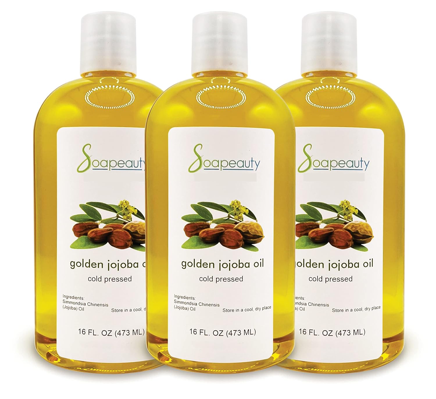 Soapeauty Golden Jojoba Oil | 100% Pure & Natural | Unrefined, Cold Pressed, Hexane Free | Moisturizing Oil for Skin, Face, Hair & Nails | 48 fl oz