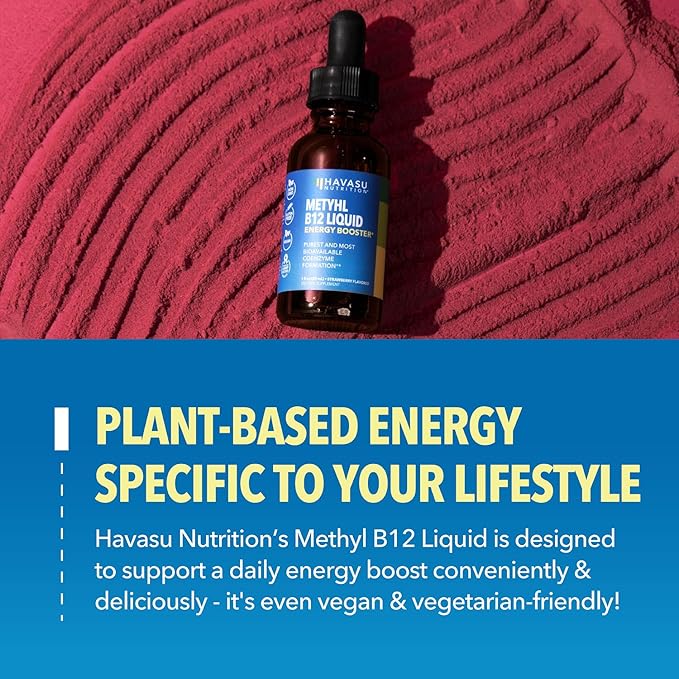 USDA Organic Vitamin B12 Liquid Drops - Methylcobalamin for Enhanced Energy and Nervous System Support - 30 Servings - Highly Bioavailable for Absorption - Non-GMO, Vegan, Strawberry Flavor, 1 Fl Oz