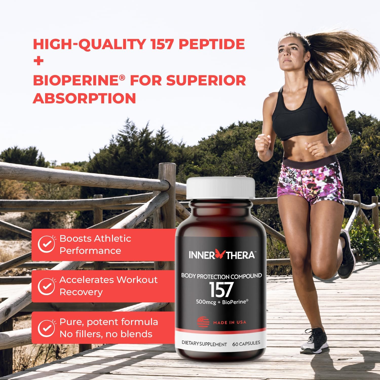 Extra-Strength BP-C 157 Capsules - Advanced Peptide - 500mcg (Proudly Made in USA) - 2 Month Supply - Muscle Health - Tissue Health - Gut Health - Rapid Recovery - Strength and Wellness - 60 Capsules