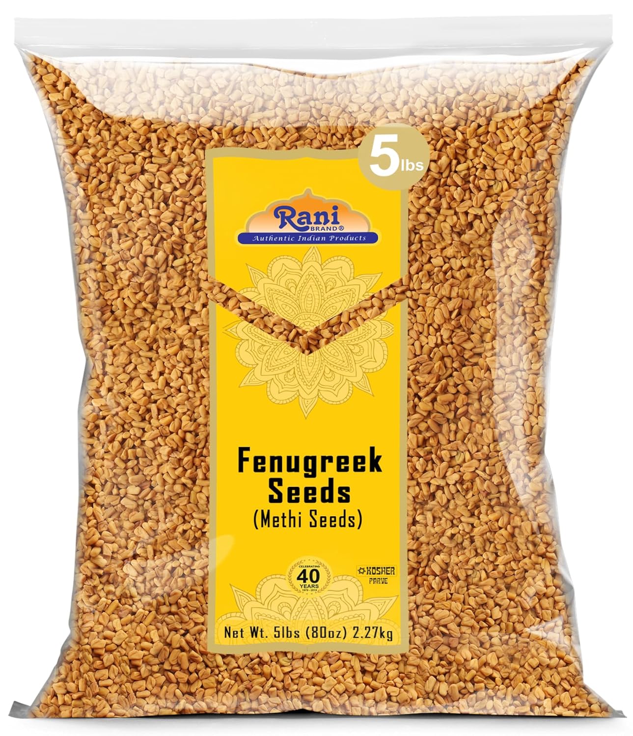 Rani Fenugreek (Methi) Seeds Whole 80oz (5lbs) 2.27kg Bulk Trigonella foenum graecum ~ All Natural | Vegan | Gluten Friendly | Non-GMO | Kosher | Indian Origin, used in cooking & Ayurvedic spice