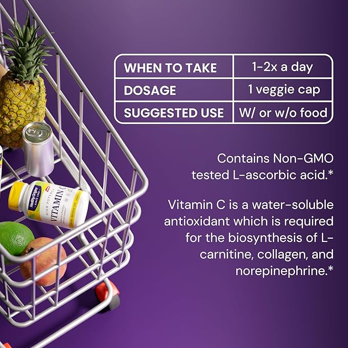 Healthy Origins Vitamin C 1,000 mg (Non-GMO Tested, High Potency, Immune Support, Vegan), 360 Veggie Caps