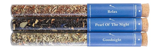 Gourmanity Bedtime Tea Sampler Gift Set, Naturally Calming Herbal Blends, Warm Up and Snuggle Down with our 3 Sleepy Tea Flavors, Product of Austria, 0.74oz