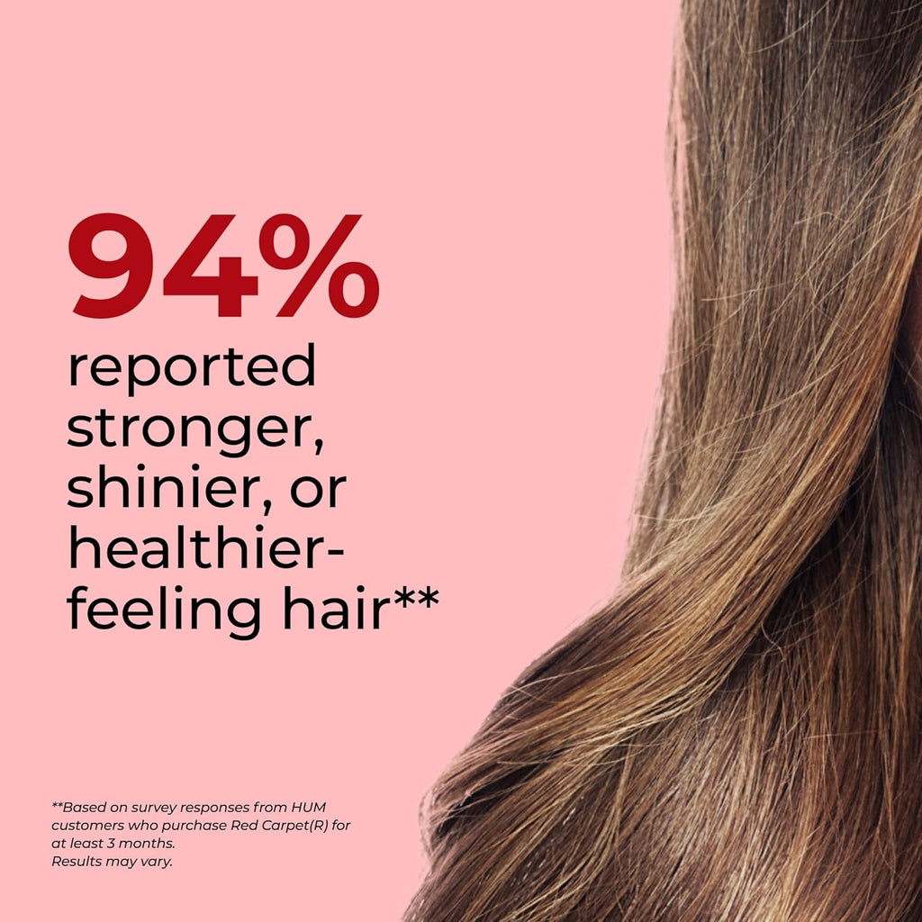 HUM Red Carpet - Skin & Hair Supplement - Black Currant Seed Oil for Glowing Skin & Strong Thicker Hair with Vitamin E & Omegas 3/6 - Hair Growth Vitamins for Women (60-Count)