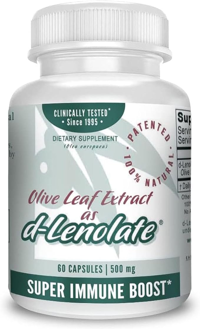 East Park Olive Leaf Extract (OLE) Super Strength d-Lenolate 500mg | 18% or More Oleuropein Immune System Booster | 60 Vegetarian Capsules (Non-GMO)