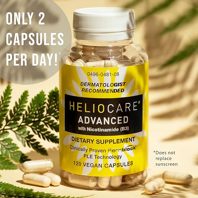 Heliocare Advanced Niacin B3 Supplement: Fernblock PLE Extract 240mg Per Serving - Supports Skin Cell Health W/Antioxidant Rich Vitamin B3 Niacin 500 mg - 120 Vegan Capsules