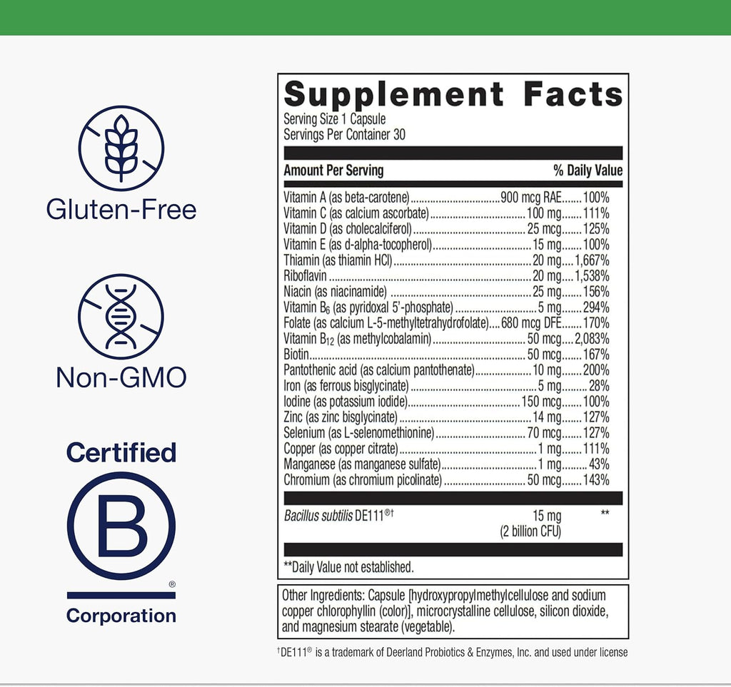 Metagenics UltraFlora Probiotic + Multivitamin 30 C - One-a-Day Gut Health Supplement Capsules for Digestive Balance Support - Simplify Your Supplement Regimen - 24-Hour Gut Support - 30 Count
