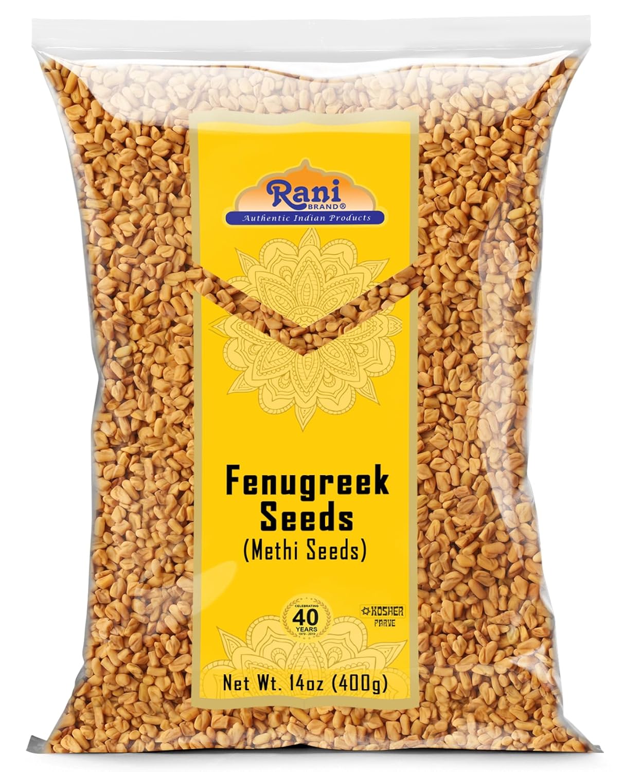 Rani Fenugreek (Methi) Seeds Whole 14oz (400g) Trigonella foenum graecum ~ All Natural | Vegan | Gluten Friendly | Non-GMO | Kosher | Indian Origin, used in cooking & Ayurvedic spice