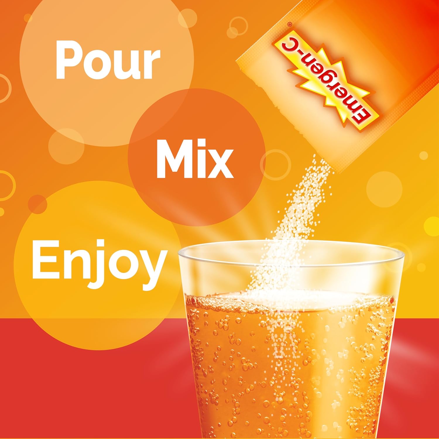 Emergen-C 1000mg Vitamin C Immune Support Powder Super Orange 90CT includes Zinc, Manganese, 7 B Vitamins and Electrolytes for Back to School Essentials