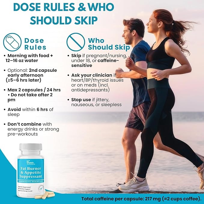 Fat Burner for Women & Men - Appetite Suppressant for Weight Loss - Pills with Chromium, Caffeine & Green Tea Extract - Metabolism Booster Thermogenic Weight Loss - 35 Capsules