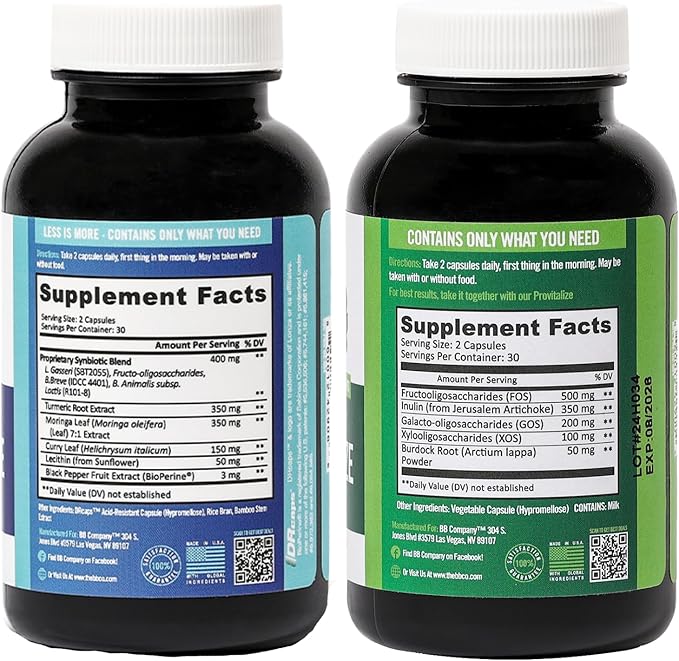 BB Company Slim Gut Bundle | Menopause Prebiotics and Probiotics for Women | Gut Vitamins for Digestive Health | Supports Joint Health & Sexy Midsection | Provitalize & Previtalize | 30 Day Supply