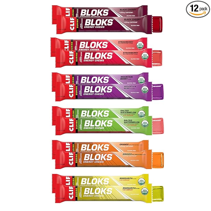 CLIF BLOKS - Energy Chews - Variety Pack - Non-GMO - Plant Based - Fast Fuel for Cycling and Running - Quick Carbohydrates and Electrolytes - 2.12 oz. Packets (12 Count)