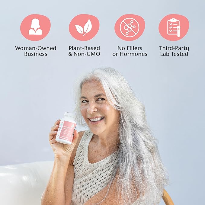 Chaly Menopause Supplements for Women with Ashwagandha KSM 66 and Saffron | Hot Flash, Bloating, Libido, Vaginal Dryness, Stress, and Mood Support Supplement | Menopause Relief Supplements | 60 Count