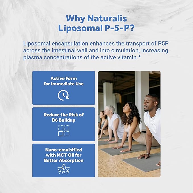 Naturalis Liposomal P-5-P 50mg Activated Vitamin B6 Nano-Emulsified in MCT Oil for Better Absorption | Non-GMO and Soy Free | Support Energy Metabolism and Neurological Function | 90 Softgels