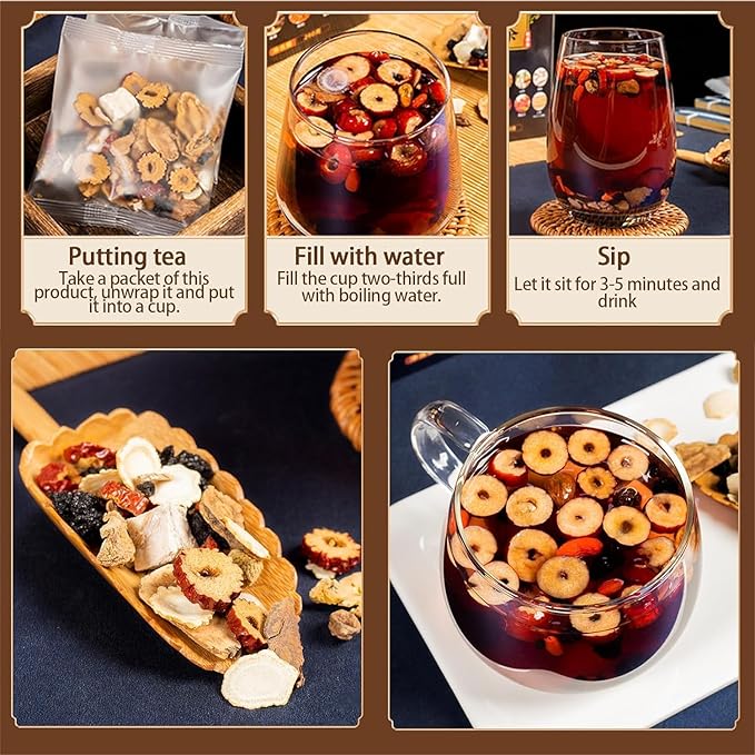 Ginseng Mulberry Herbal Tea, 20 bags Kidney Tea Formula Ginseng Six Treasure Tea, Organic Liver Support & Kidney Cleanse -Healthy Cleansing for Men & Women, Te Para Limpiar Los Riñones (20bag/2boxes)