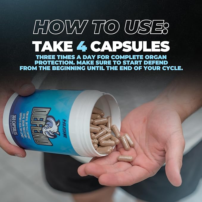 Defend Cycle Support - Most Stacked & Complete Organ Protection, Liver Support, Kidneys, Heart, Prostate & Immune System On Cycle - Contains NAC, TUDCA, Milk Thistle, Astragalus & More (360 Capsules)