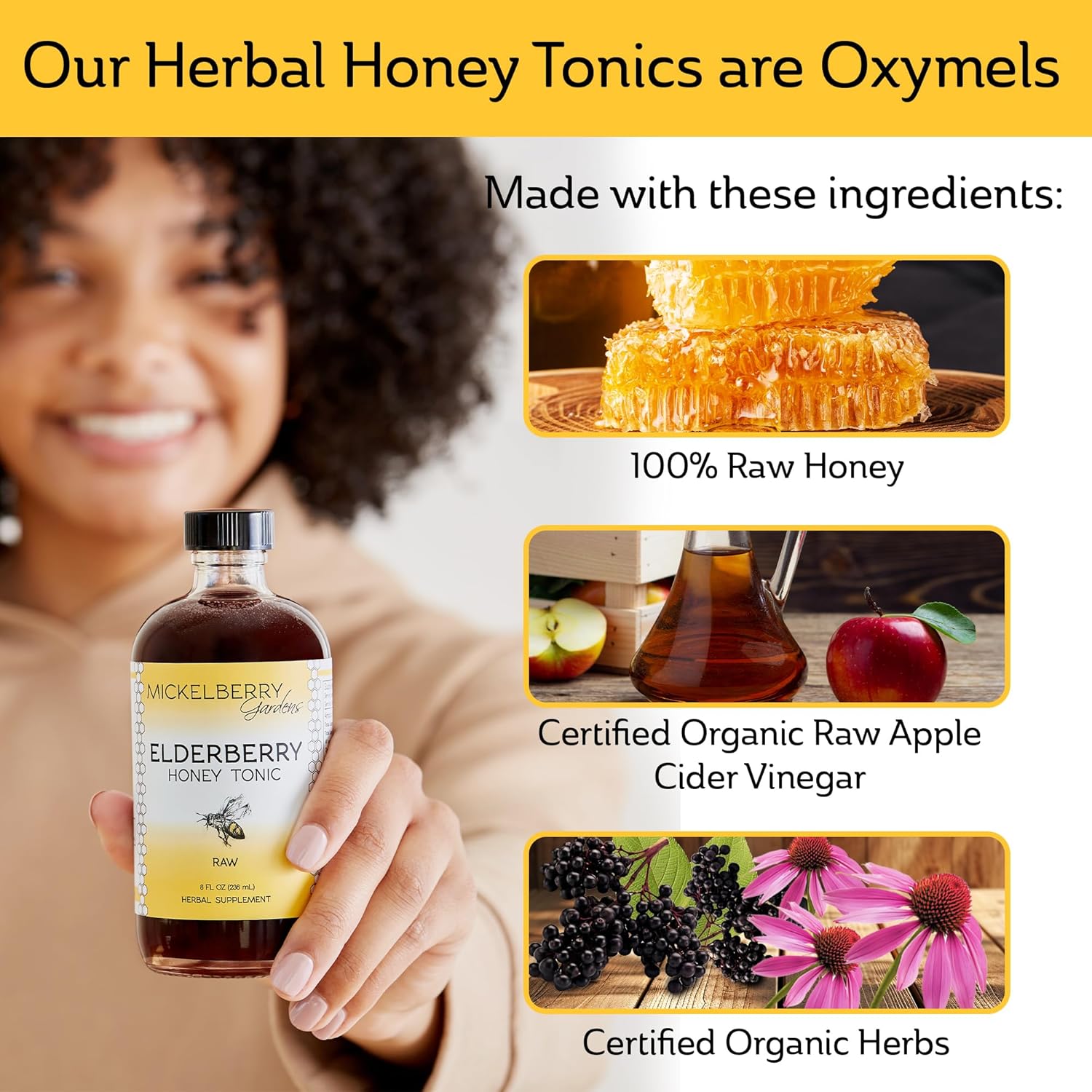 Mickelberry Gardens Elderberry Honey Tonic, Sambucus Syrup, Black Elderberry - Immune Support for Adults and Kids, 4 Ounces (Pack of 2)