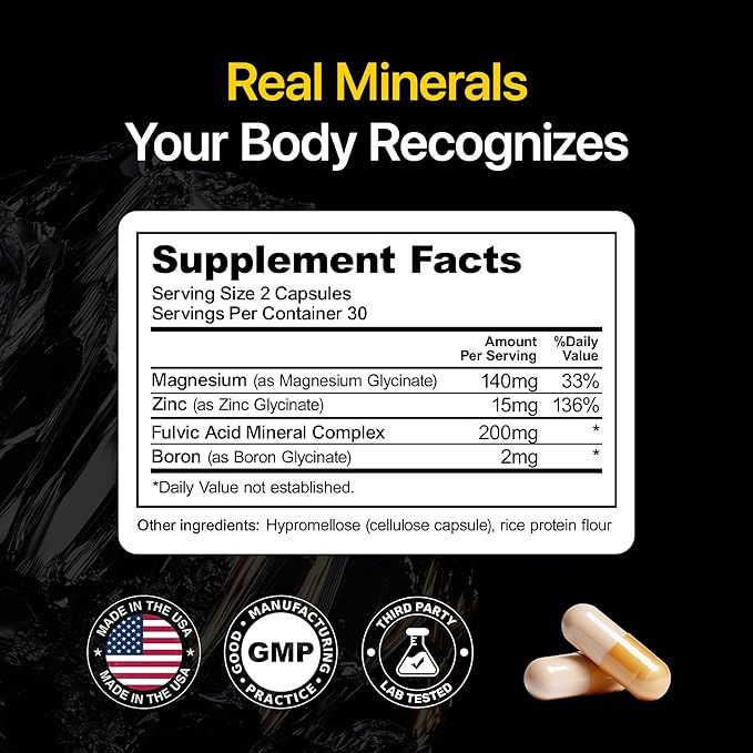 Menerals Mens Multivitamin – Powerful All in One Mineral Supplement for Men – Natural Trace Minerals with Fulvic Acid from Rich American Soil – Supports Daily Energy, Vitality, Focus, and Mens Health