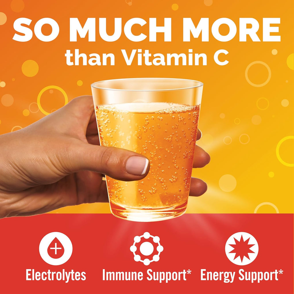 Emergen-C 1000mg Vitamin C Immune Support Powder Super Orange 90CT includes Zinc, Manganese, 7 B Vitamins and Electrolytes for Back to School Essentials
