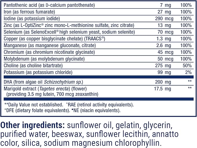 Life Extension Prenatal Advantage, Women’s multivitamin, Baby Support, folic Acid, Choline, omega-3s, Vitamin C, D3, B1, B6, B12, zinc, niacin, Gluten Free, Non-GMO, 120 softgels