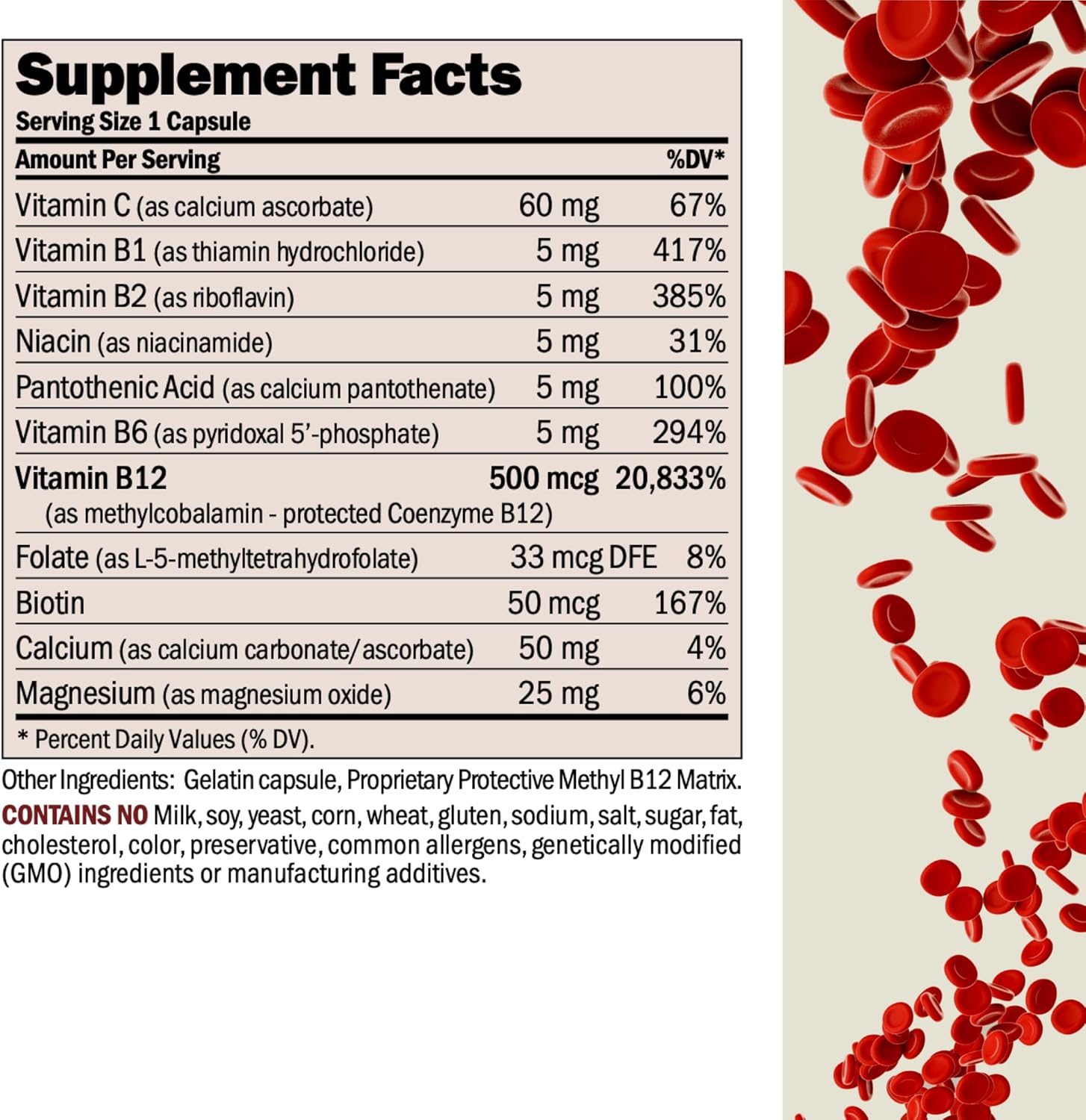 ANDREW LESSMAN Vitamin B12 500 60 Capsules - Absorption-Protected Methylcobalamin (Natural Coenzyme Vitamin B12), Essential for Energy and Stress Support, Plus B-Complex, Easy to Swallow Capsules